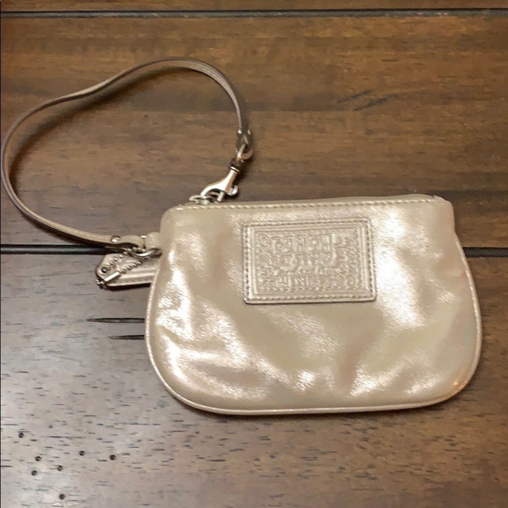 Coach Gold sparkle wristlet